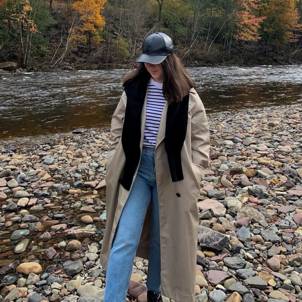 H&M Classic Tan Double-Breasted Women's Trench Coat